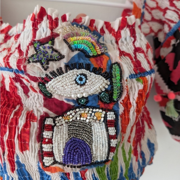 Vibrant Red Embroidered Crop Top - Picture 2 of 10